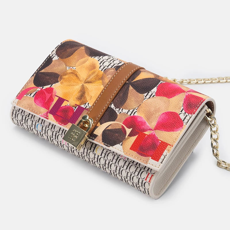CH Wallet Bag with Floral Letters Printed Lock Design High Quality PU Material Women's 2025 Designer Shoulder Bag