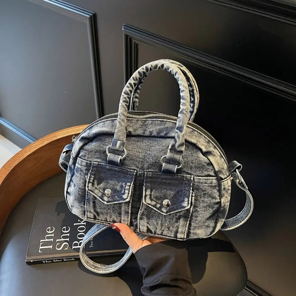 Fashion Handbag Retro Denim Bag Underarm Bag Crossbody Bag Spicy Girl Shoulder Bag Y2K Armpit Bag Washed Jean Bag Shopping