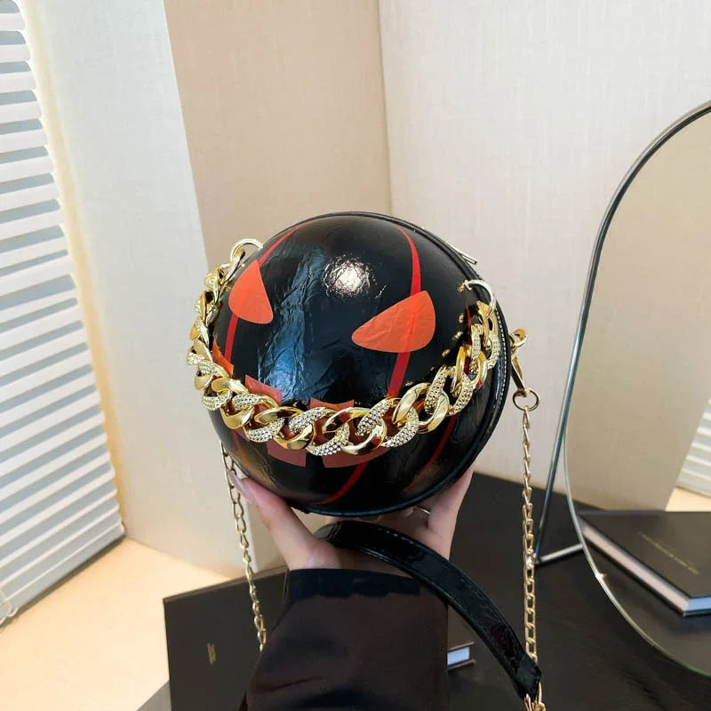 Thick Chain Handbag Clutch Bag 2024 New Halloween Handbag Purse Ghost Festival Pumpkin Crossbody Bag Lady Mini Phone Bag