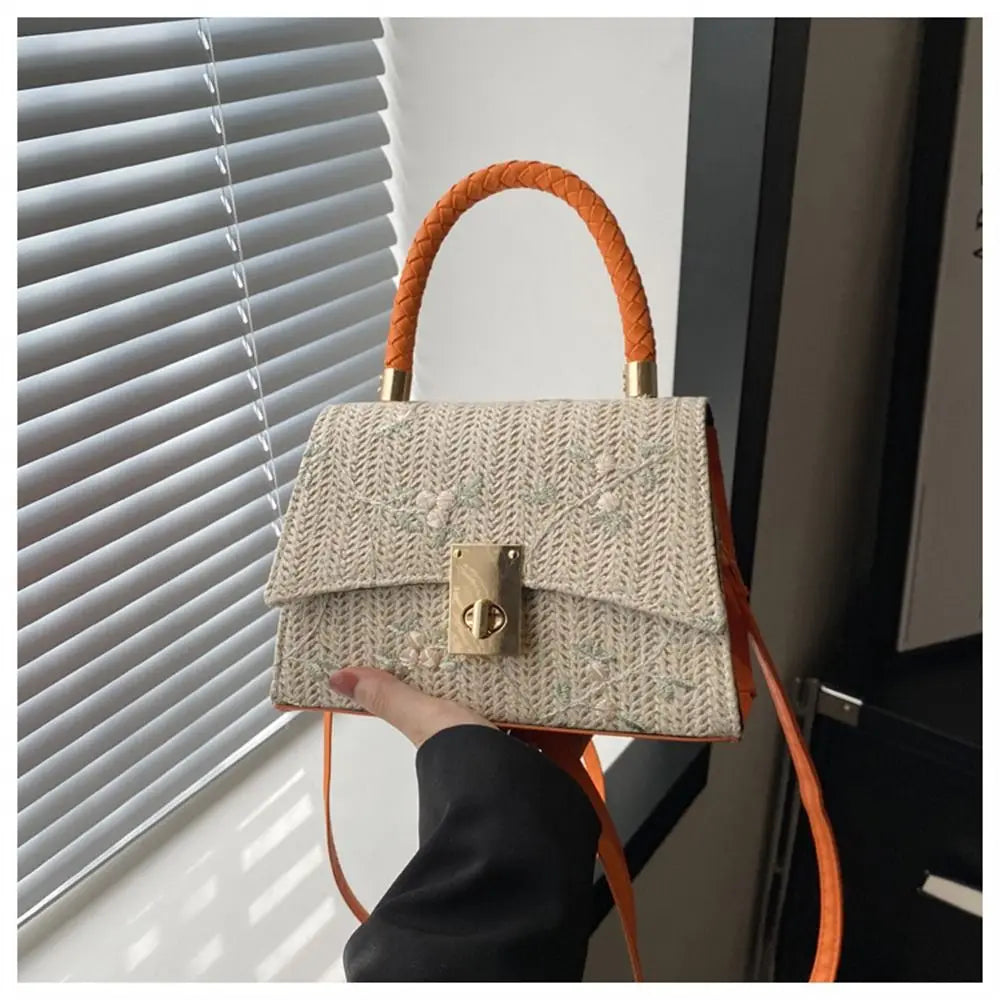 Fashion Rattan Straw Bag Large Capacity Handmade Braid Grass Woven Bag Bohemian Shoulder Messenger Bag for Women Girls