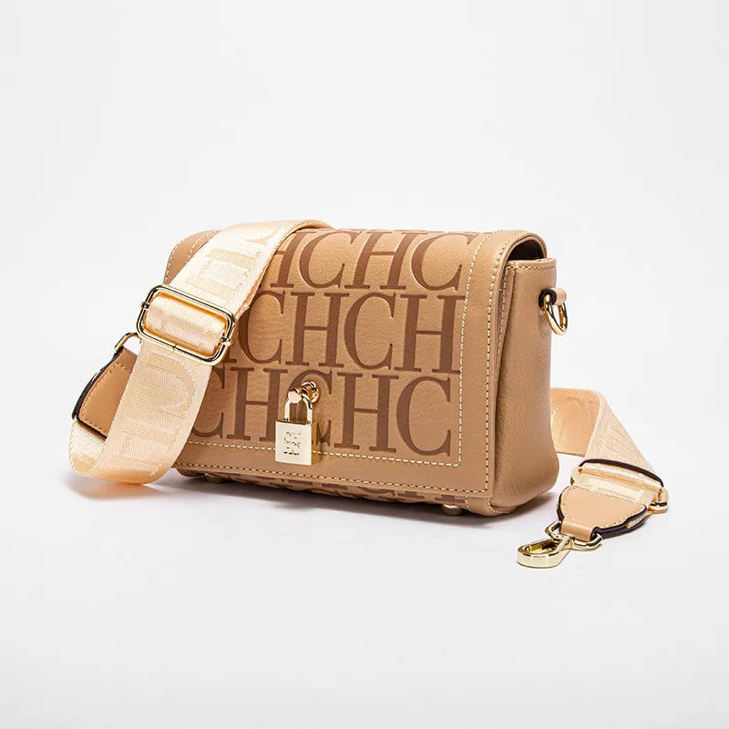 CH Fashion Design 2025 New Solid Colour Printed Head Bag Model Metal Accessories Buckle Women's Shoulder Bag Luxury Brand