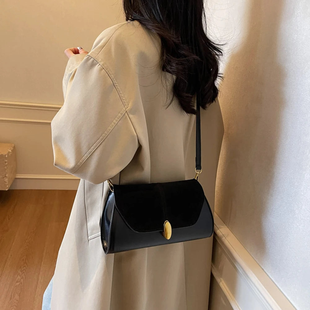 Fashion PU Shoulder Bag Stylish Crossbody Bag Adjustable Strap Vintage Small Tote Bag Trendy Commuting Bag Slouchy Hobo Bag