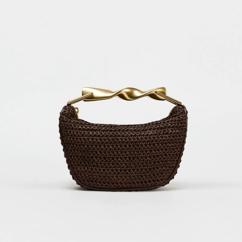 Summer Half-Moon Beach Straw Shoulder Bags Women's Straw Bucket Bag Purse Woven Straw Handbags Casual Tote Crossbody Bag