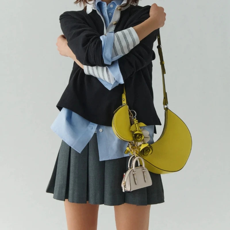 Women's Duo Bag with Crossbody Strap, New Luxury Designer Handbag with Mini Purses, Dumpling Crescent Armpit Bag for Women