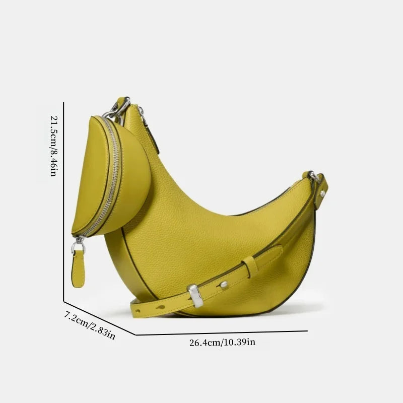 Women's Duo Bag with Crossbody Strap, New Luxury Designer Handbag with Mini Purses, Dumpling Crescent Armpit Bag for Women