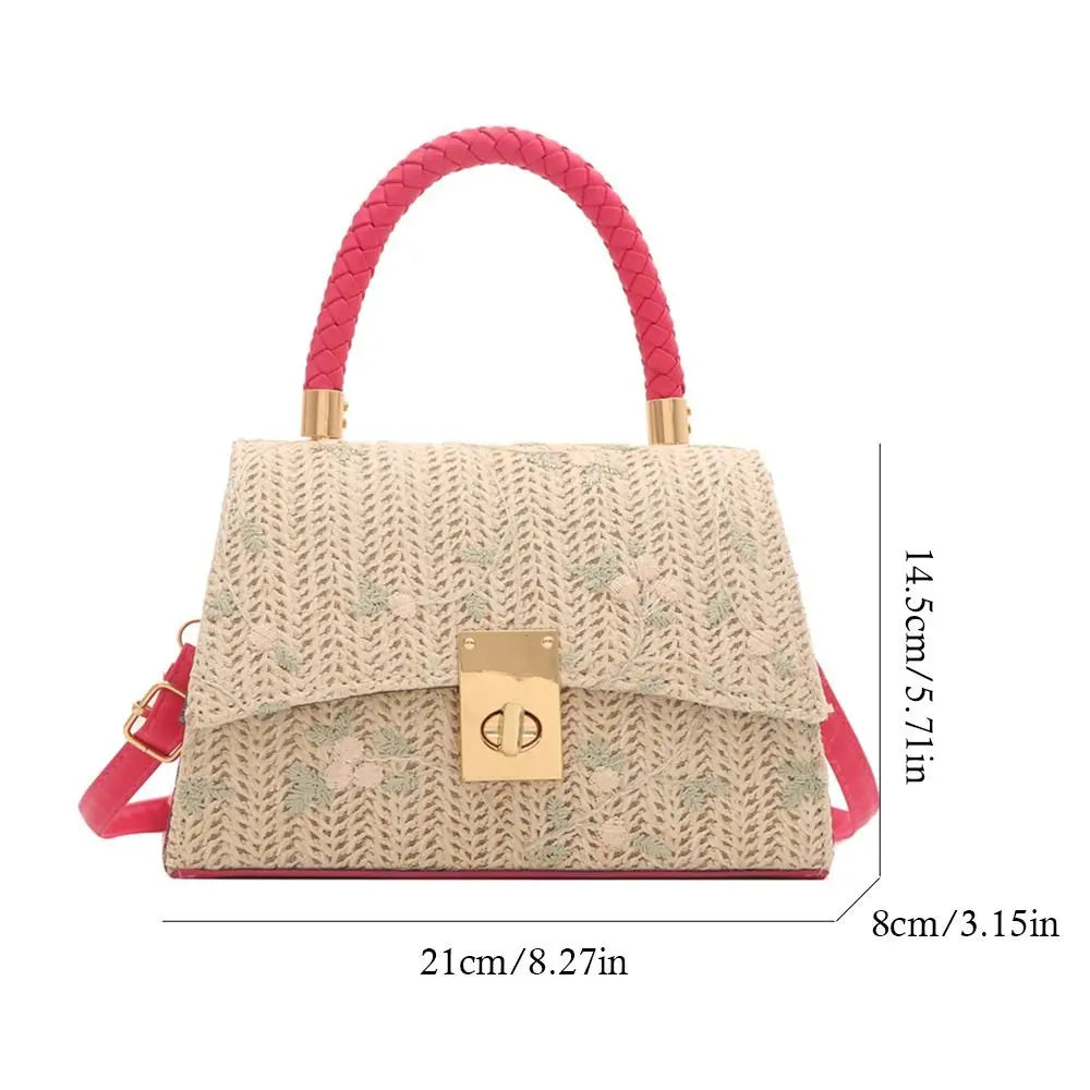 Fashion Rattan Straw Bag Large Capacity Handmade Braid Grass Woven Bag Bohemian Shoulder Messenger Bag for Women Girls