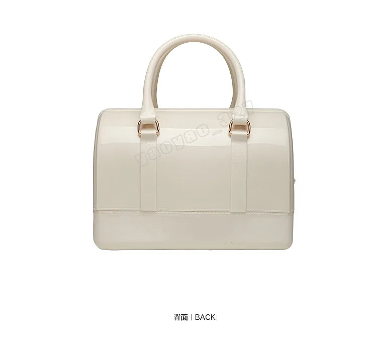 2024 Women Transparent Boston Handbag Candy Color Fashion Girls Jelly PVC Simple Waterproof Silicone Pillow Big Crossbody Bag