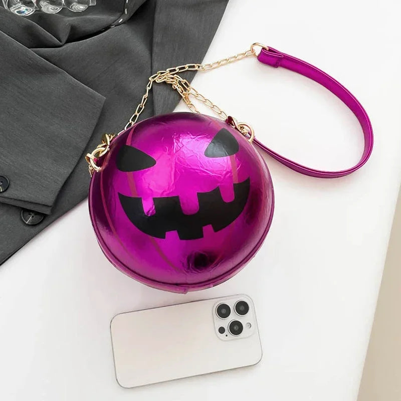Thick Chain Handbag Clutch Bag 2024 New Halloween Handbag Purse Ghost Festival Pumpkin Crossbody Bag Lady Mini Phone Bag