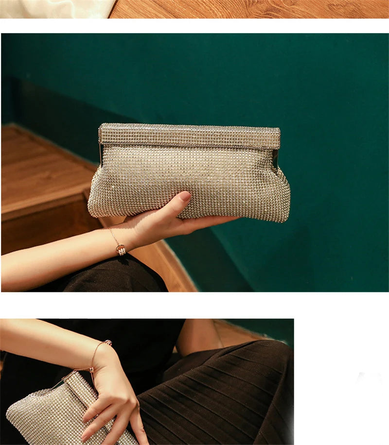 XMESSUN Women New Diamond Evening Clutch Bag Fashion Brand Ladies Wedding Party Pouch Wallet Chain Shoulder Crossbody Clip Bag