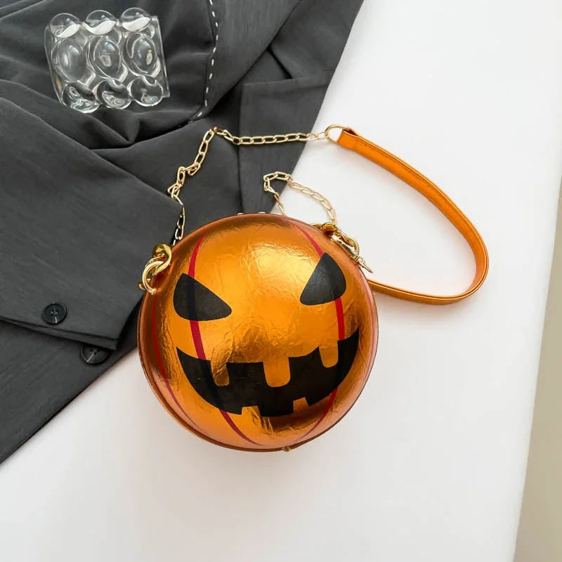 Thick Chain Handbag Clutch Bag 2024 New Halloween Handbag Purse Ghost Festival Pumpkin Crossbody Bag Lady Mini Phone Bag