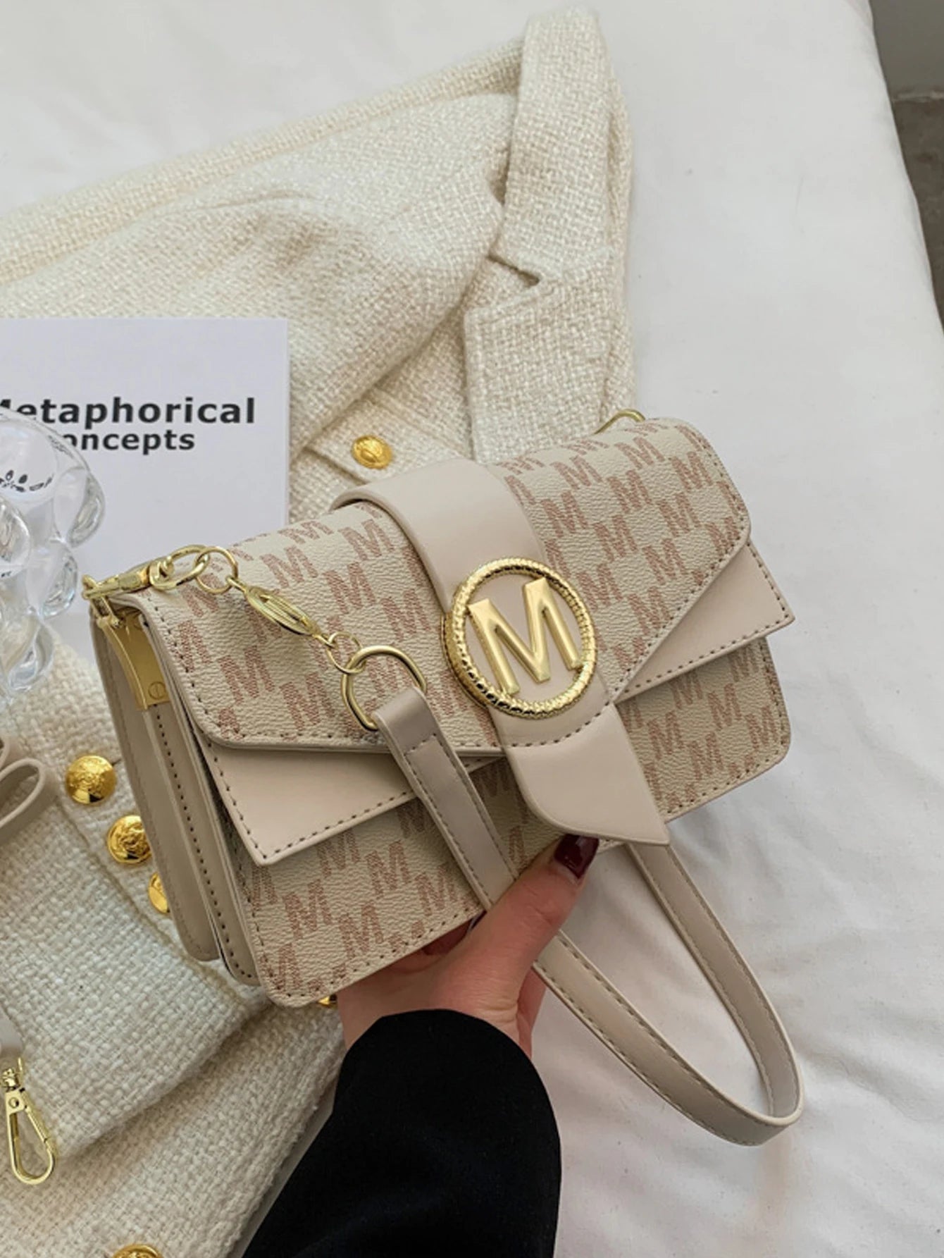 Lingge bag, chain bag, single shoulder bag, diagonal cross style crossbody bag for women