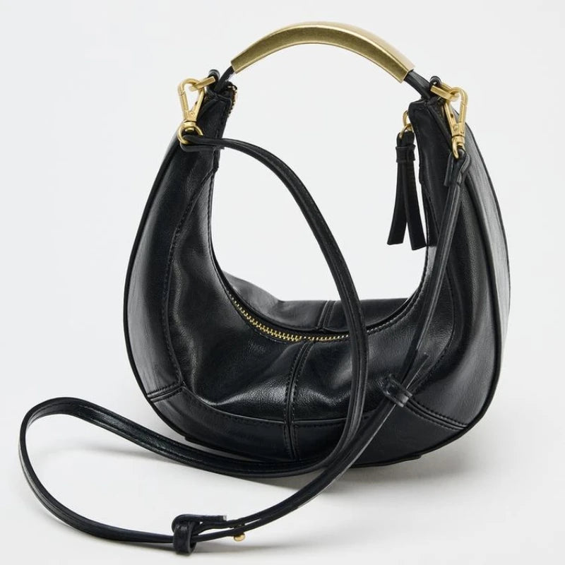 OVAL BAG WITH METAL STRAP, New Fashionable Design Handbag Purse For Women - Spacious Crossbody Satchel, Stylish And Luxury
