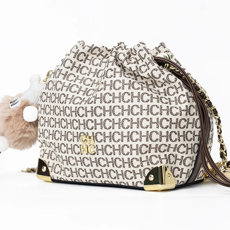 CH Crossbody High Quality Ladies Light Luxury Chain Bag Adjustable Brand Letter Print Cartoon Pendant Design Unique Popular