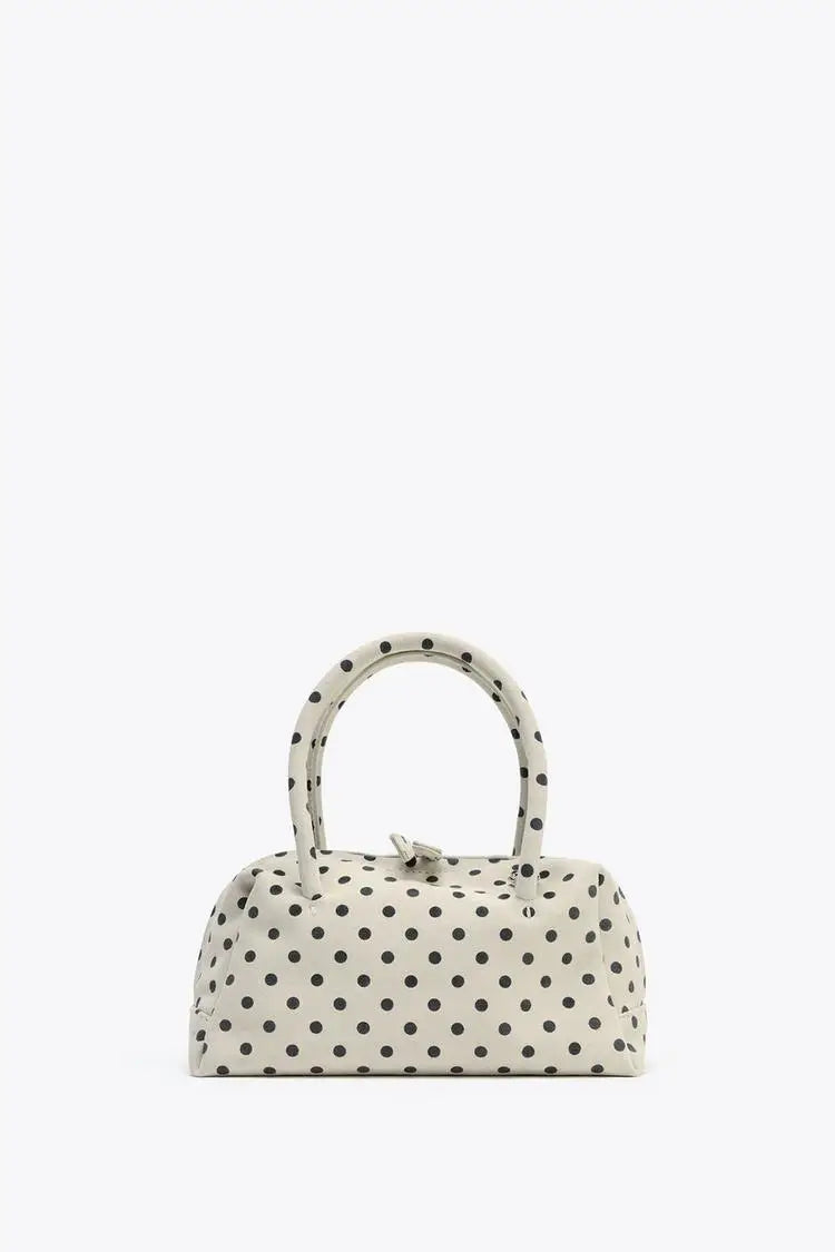 WOMEN'S POLKA DOT PRINTED BOWLING BAG, Women's Fashionable Crossbody Bag, Ladies Luxury Design Polka Dot Pattern Handbags