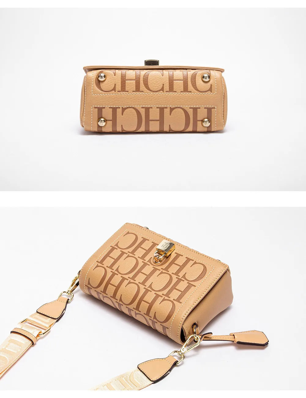 CH Fashion Design 2025 New Solid Colour Printed Head Bag Model Metal Accessories Buckle Women's Shoulder Bag Luxury Brand