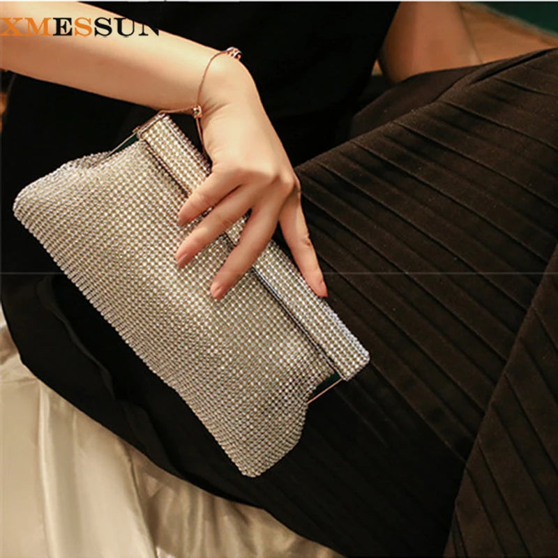 XMESSUN Women New Diamond Evening Clutch Bag Fashion Brand Ladies Wedding Party Pouch Wallet Chain Shoulder Crossbody Clip Bag