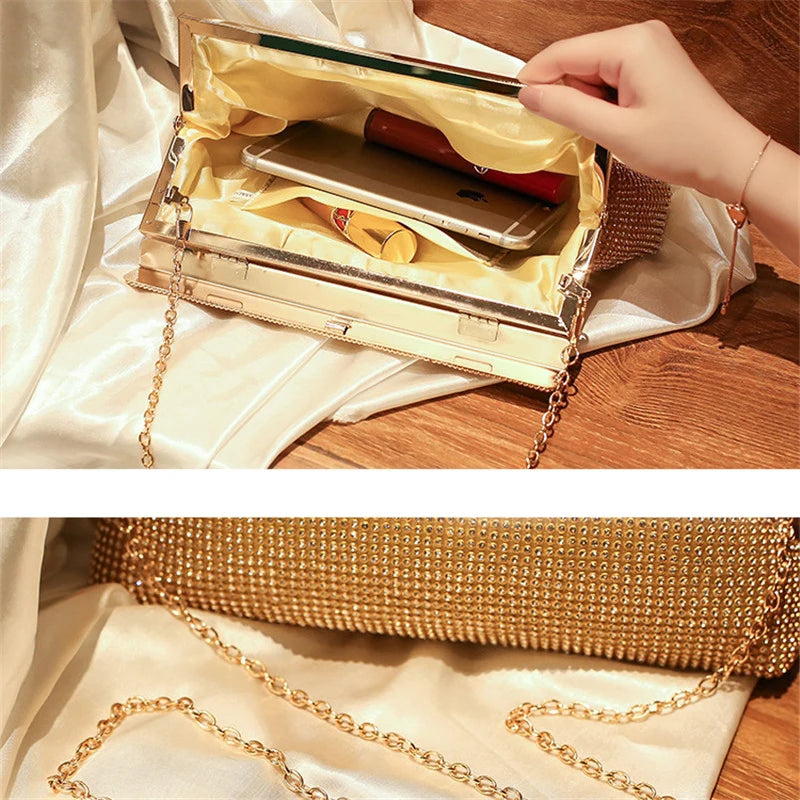 XMESSUN Women New Diamond Evening Clutch Bag Fashion Brand Ladies Wedding Party Pouch Wallet Chain Shoulder Crossbody Clip Bag