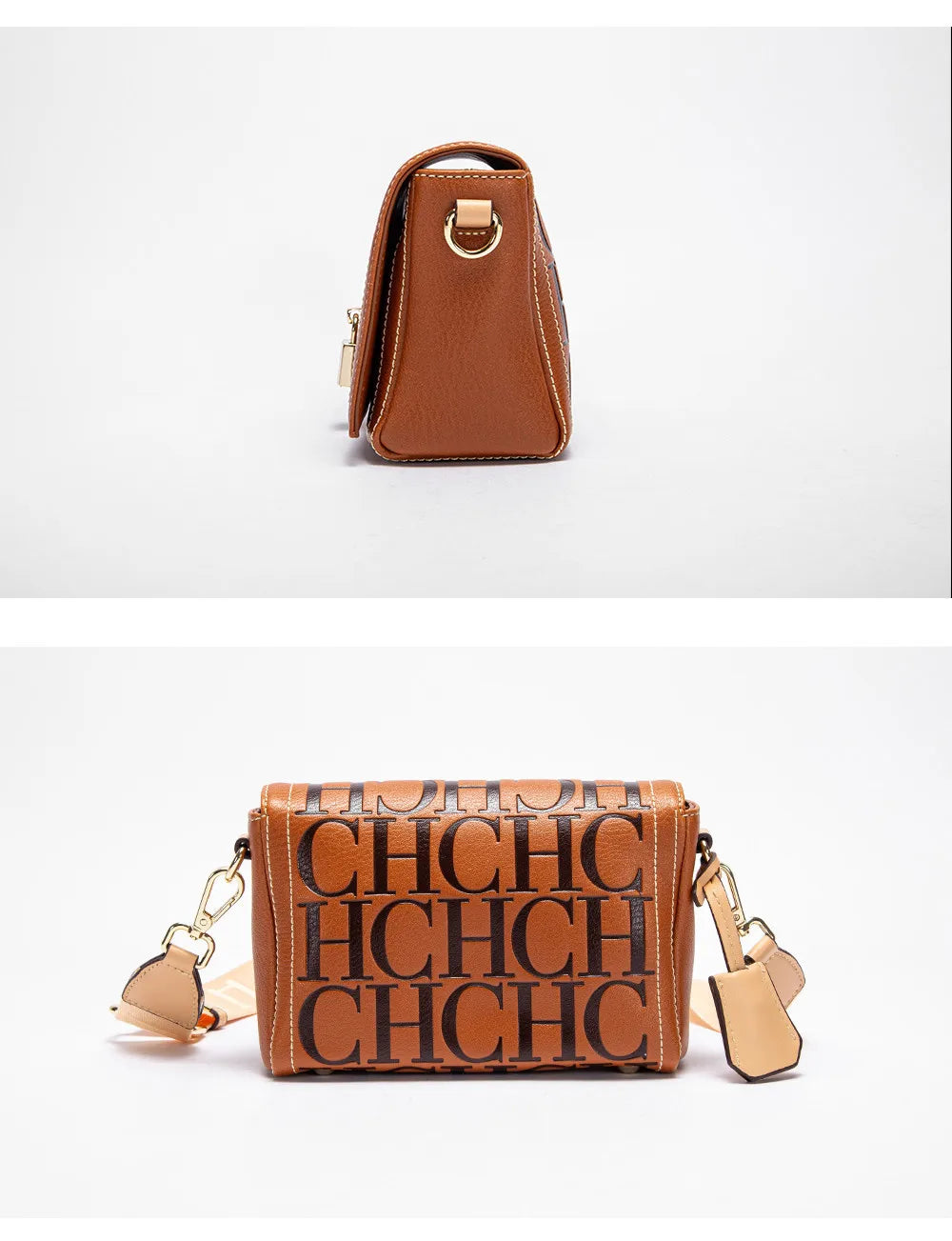 CH Fashion Design 2025 New Solid Colour Printed Head Bag Model Metal Accessories Buckle Women's Shoulder Bag Luxury Brand