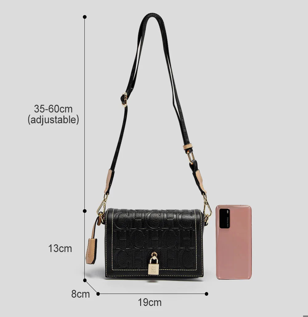 CH Fashion Design 2025 New Solid Colour Printed Head Bag Model Metal Accessories Buckle Women's Shoulder Bag Luxury Brand