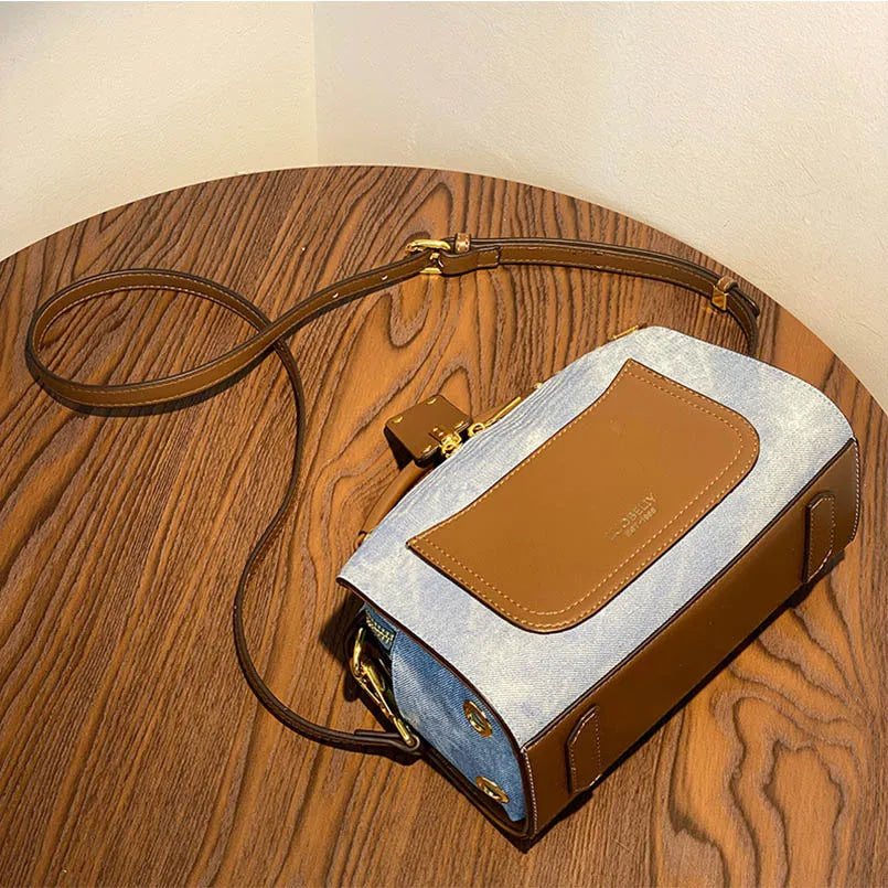 Artificial Leather Retro Unisex Large Capacity Blue Handbag Shoulder Crossbody Messenger Bags Doctor Boston Women Purse