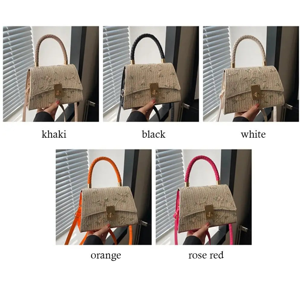 Fashion Rattan Straw Bag Large Capacity Handmade Braid Grass Woven Bag Bohemian Shoulder Messenger Bag for Women Girls