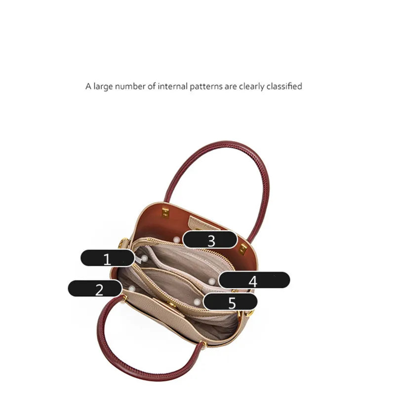 Luxury Women Genuine Leather Top Designer Bucket Bag Versatile New Fashion Tote Bag High-end Crossbody Bag With 2 Shoulder Strap