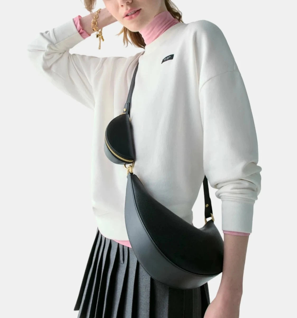 Women's Duo Bag with Crossbody Strap, New Luxury Designer Handbag with Mini Purses, Dumpling Crescent Armpit Bag for Women