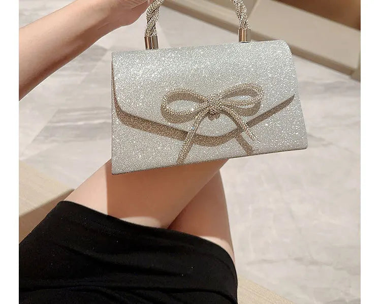 Evening Bag Dress Versatile European and American Clutch Bag Crossbody Celebrity Fashion Diamond Bow Chain Bag Lady Handbag