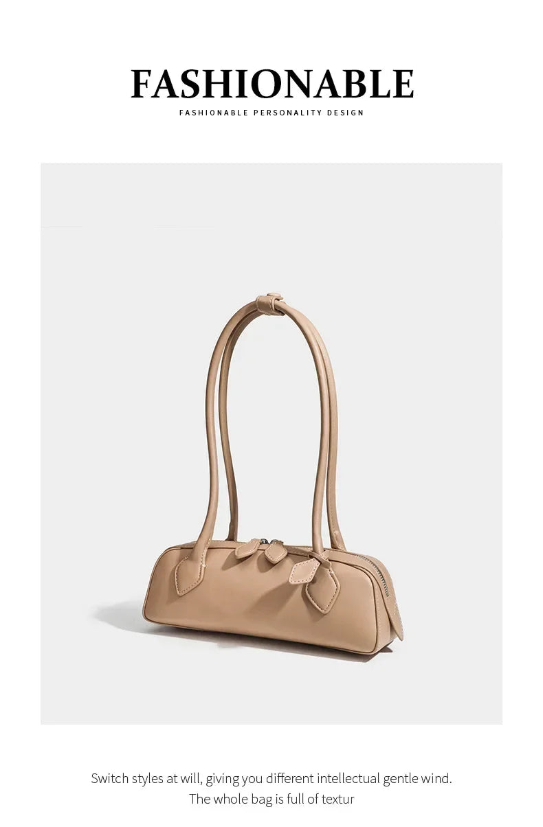 French Designer Sausage Bag Vintage Underarm Bag Genuine Leather Women's Handbag Casual Commuting Versatile Single Shoulder Bags