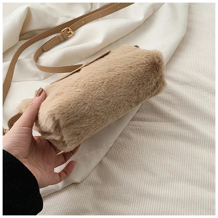 Cute Autumn And Winter Plush Mini Handbag Fashion Temperament Girls Mini Coin Purse Korean Version Versatile Crossbody Bag