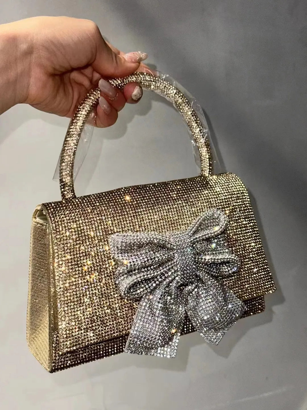 Crystal Shiny Diamond Evening Bag Luxury Glitter Bow Knot High Quality Women Handbag Wedding Party Clutch Purse Shoulder Bag