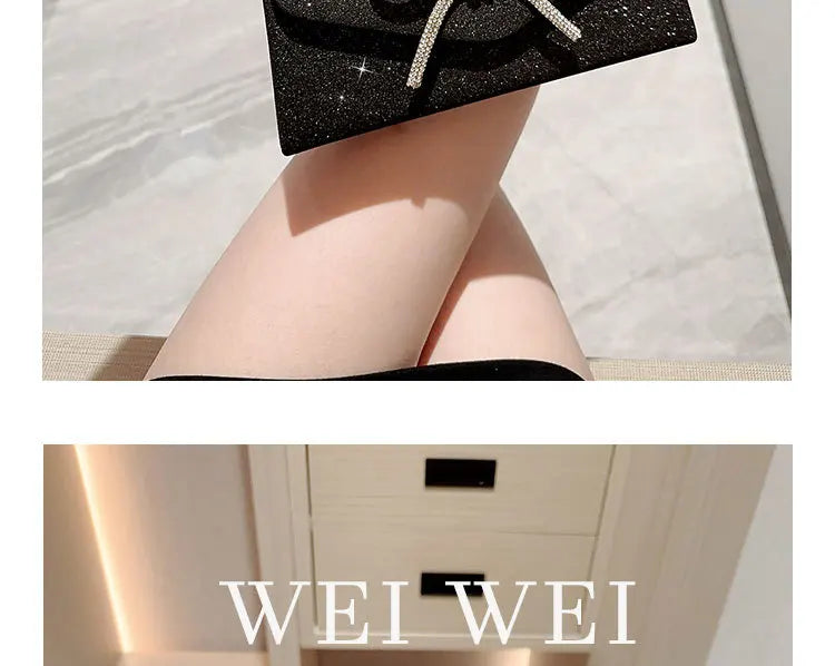 Evening Bag Dress Versatile European and American Clutch Bag Crossbody Celebrity Fashion Diamond Bow Chain Bag Lady Handbag