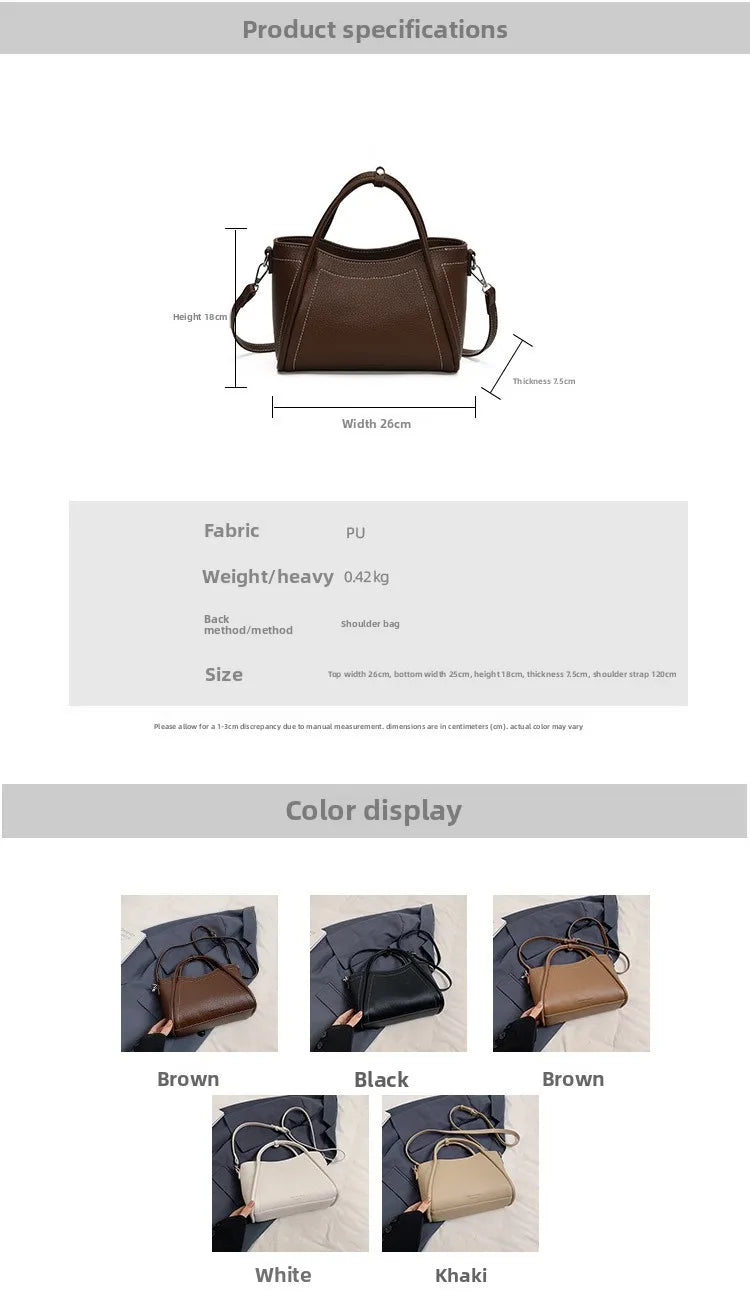 2025 new style large-capacity high-end PU messenger bag for daily commuting, soft leather wing bag for women