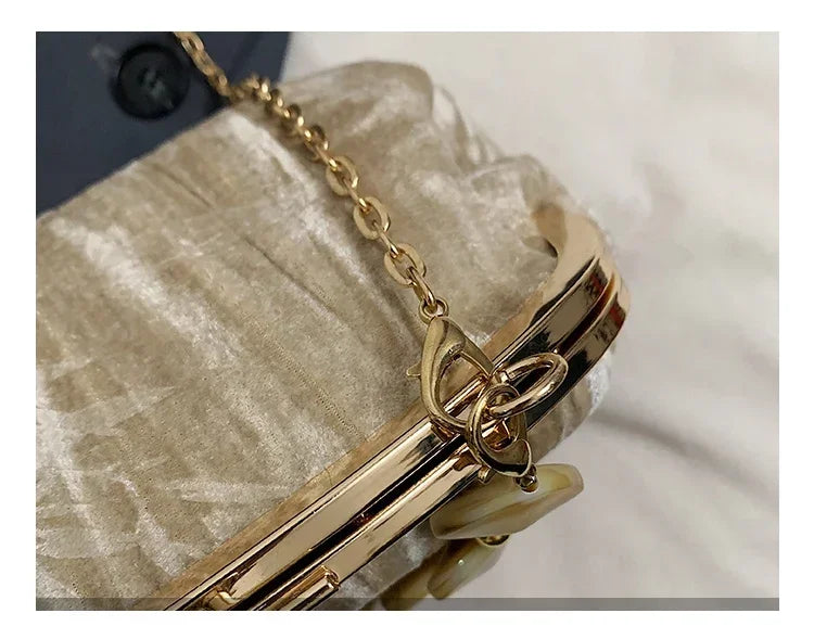 Retro Beaded Party Handbags Summer Women's Versatile Chain Crossbody Bags French Fashion Single Shoulder Bags Trend