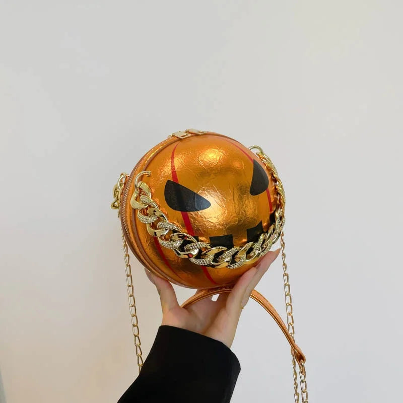 Thick Chain Handbag Clutch Bag 2024 New Halloween Handbag Purse Ghost Festival Pumpkin Crossbody Bag Lady Mini Phone Bag