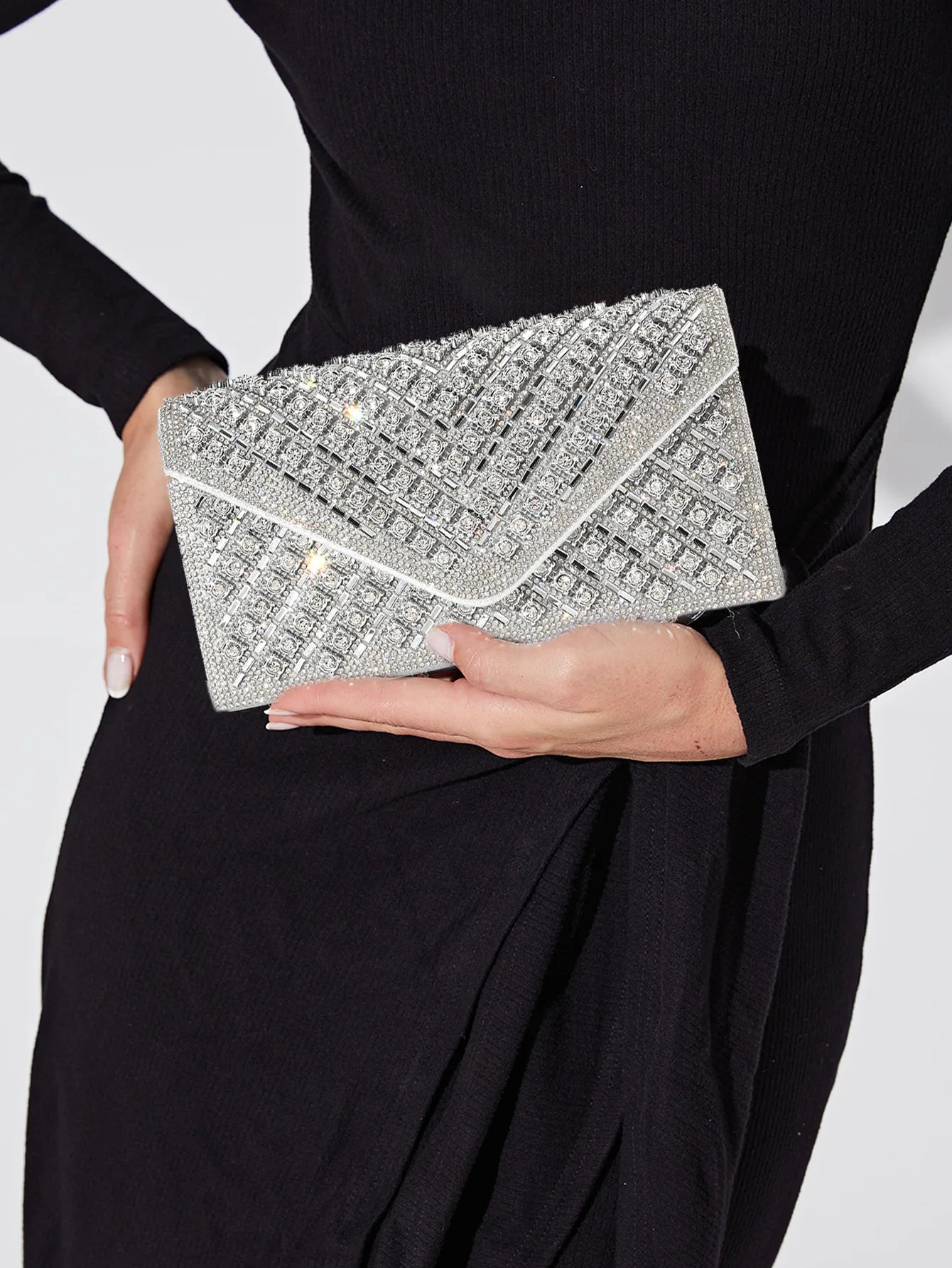 Fshionable Women's Eveningbag Full Diamonda Sparking Luxury Rhinestone Clutch Bag Embellished Sequin Shiny Wedding Banquet Bags