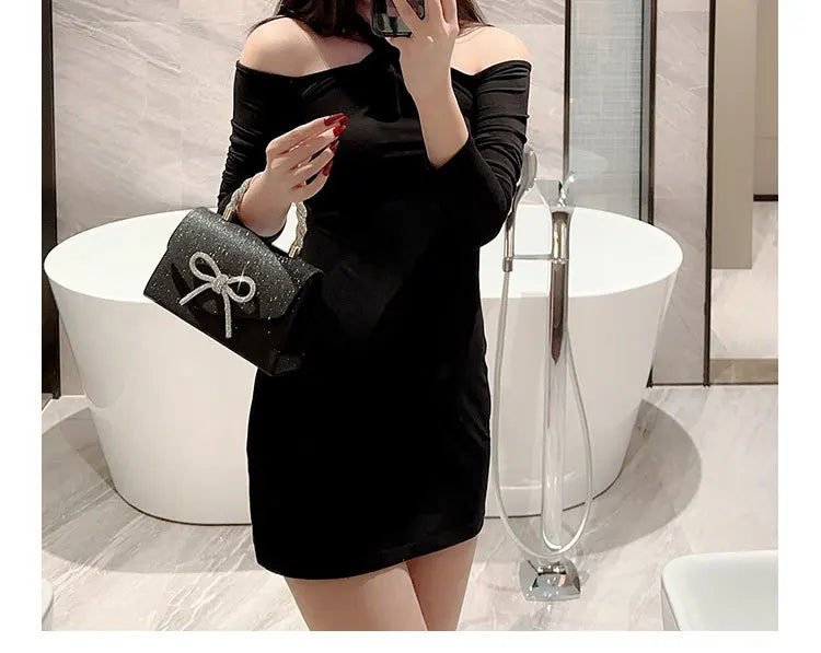 Evening Bag Dress Versatile European and American Clutch Bag Crossbody Celebrity Fashion Diamond Bow Chain Bag Lady Handbag