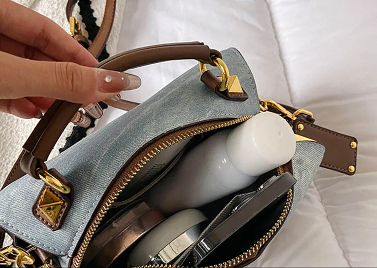 Artificial Leather Retro Unisex Large Capacity Blue Handbag Shoulder Crossbody Messenger Bags Doctor Boston Women Purse