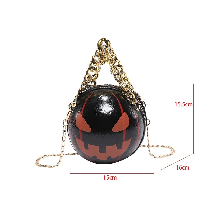 Thick Chain Handbag Clutch Bag 2024 New Halloween Handbag Purse Ghost Festival Pumpkin Crossbody Bag Lady Mini Phone Bag