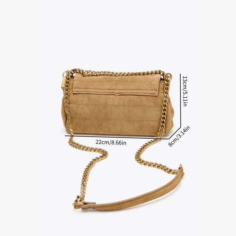 SUEDE SHOULDER BAG, Women's New Fashion Handbags, Luxury Design Top Handle Underarm Bag, Small Baguette Bag with Crossbody Strap
