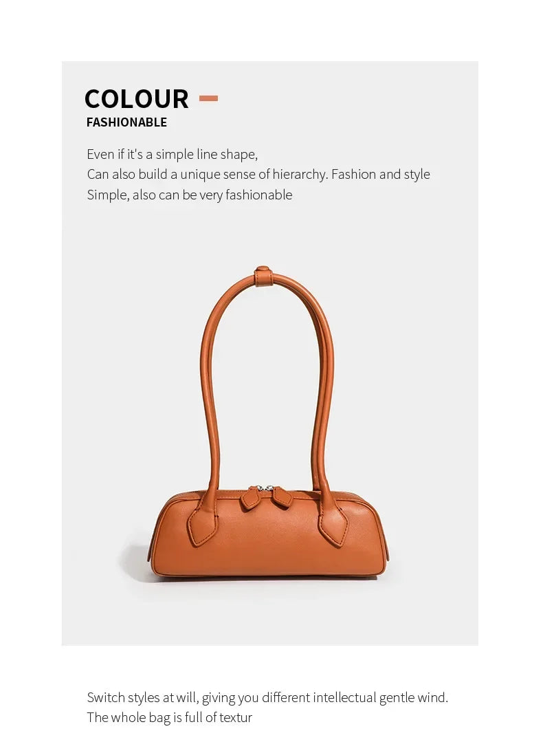 French Designer Sausage Bag Vintage Underarm Bag Genuine Leather Women's Handbag Casual Commuting Versatile Single Shoulder Bags