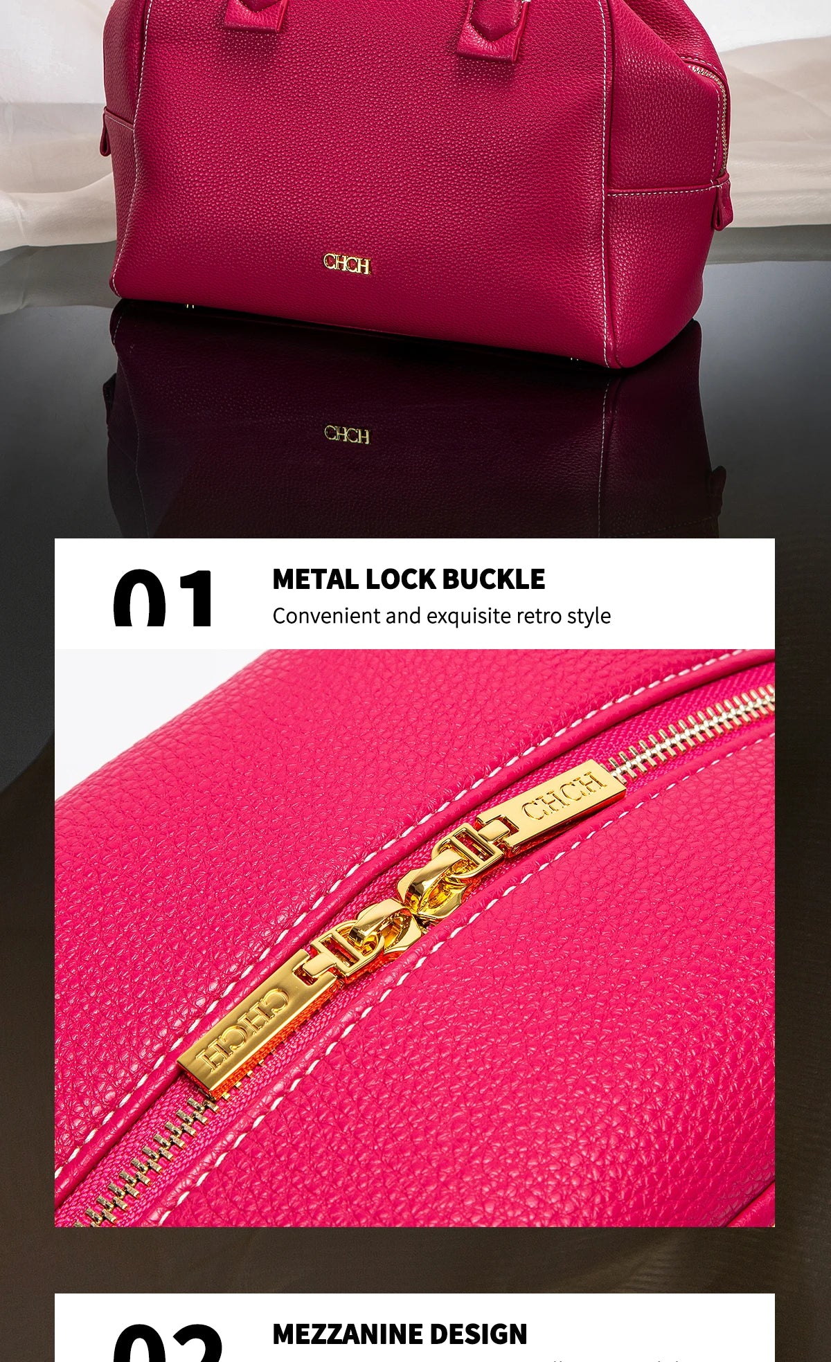 CHCH Women's Crossbody Bag Autumn Large Capacity Pillow Bag Hidden Blue Zipper Wide Shoulder Strap Travel Bag