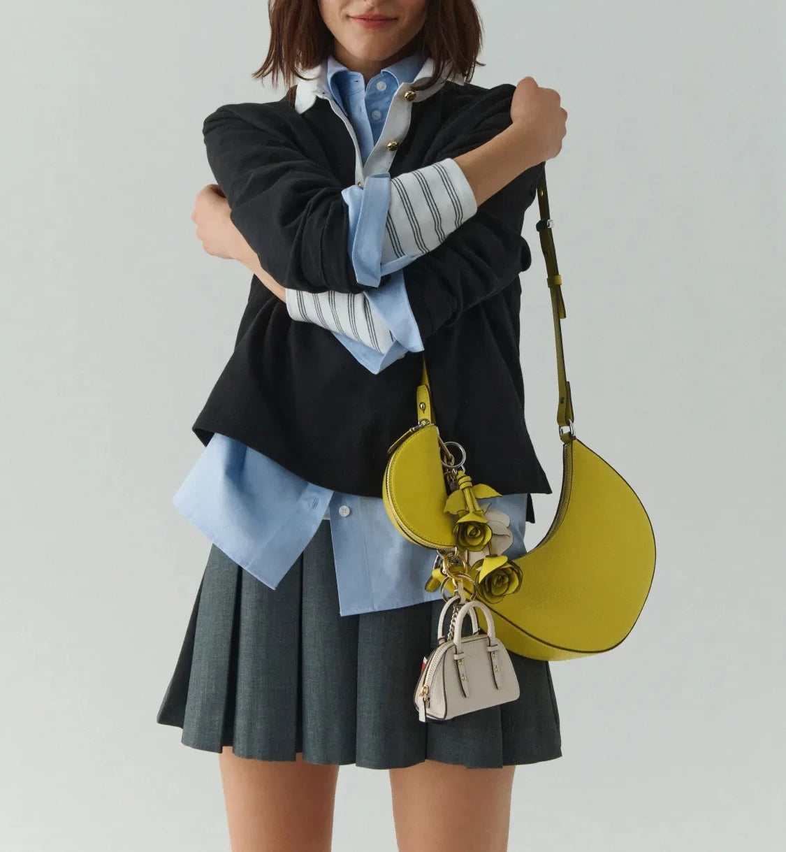 Women's Duo Bag with Crossbody Strap, New Luxury Designer Handbag with Mini Purses, Dumpling Crescent Armpit Bag for Women