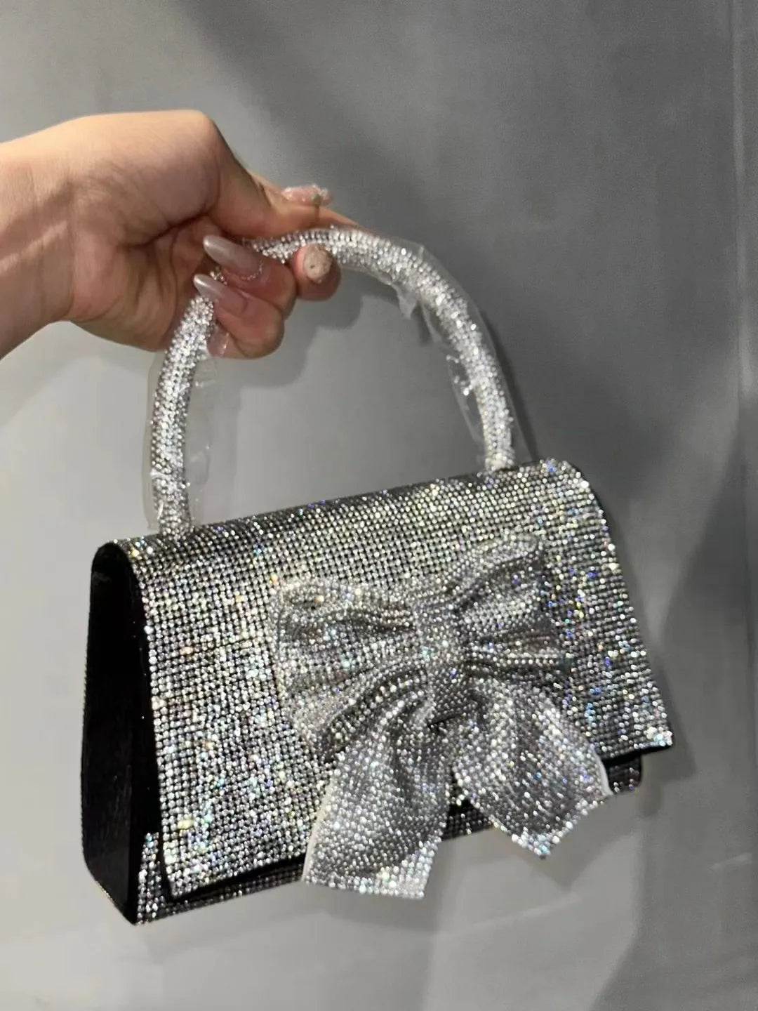 Crystal Shiny Diamond Evening Bag Luxury Glitter Bow Knot High Quality Women Handbag Wedding Party Clutch Purse Shoulder Bag