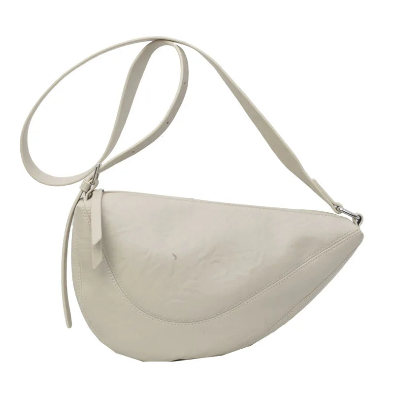 Niche Design Simple Solid Colour Dumpling Bag Women New Fashion Senior Sense PU Leather Shoulder Bag Versatile Crossbody Bag