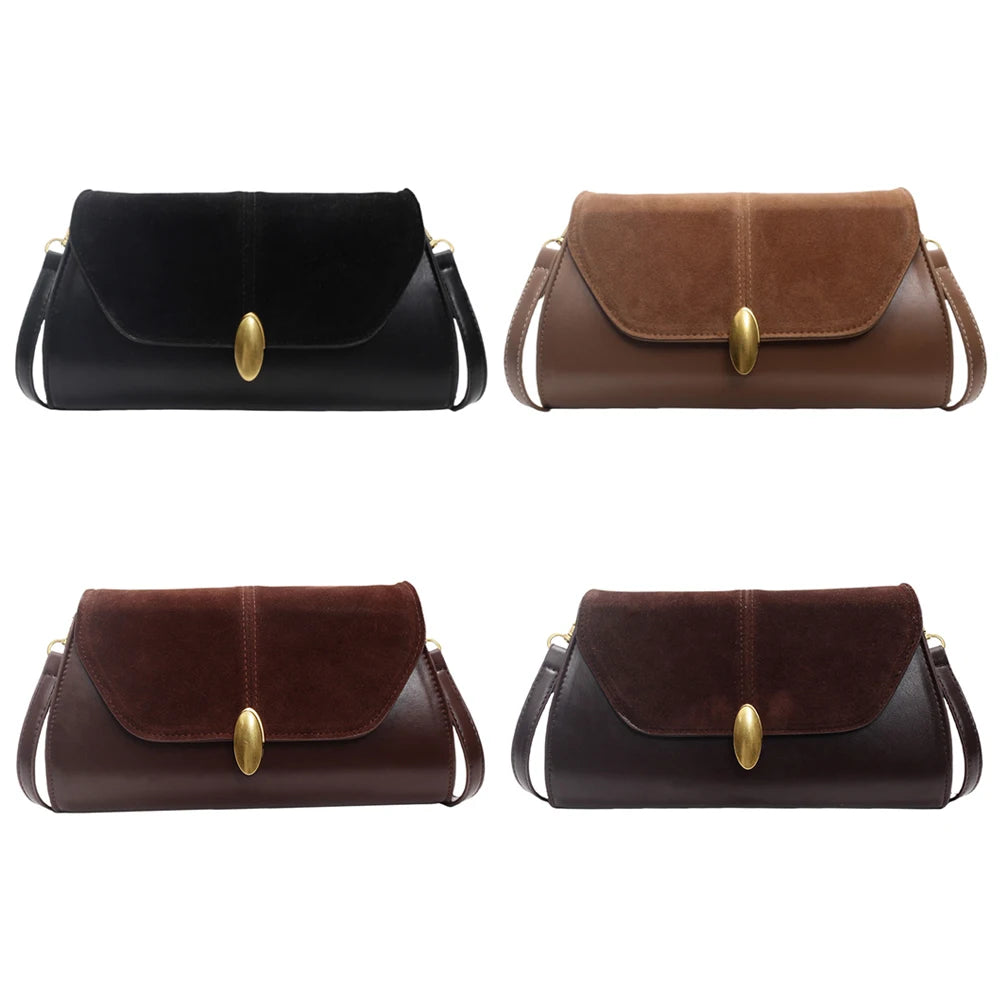 Fashion PU Shoulder Bag Stylish Crossbody Bag Adjustable Strap Vintage Small Tote Bag Trendy Commuting Bag Slouchy Hobo Bag