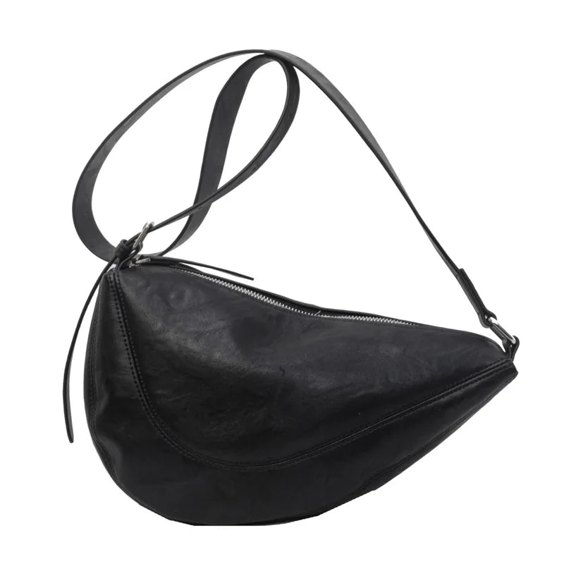Niche Design Simple Solid Colour Dumpling Bag Women New Fashion Senior Sense PU Leather Shoulder Bag Versatile Crossbody Bag