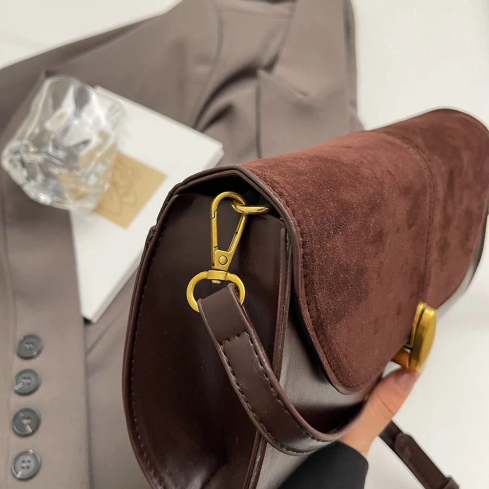 Fashion PU Shoulder Bag Stylish Crossbody Bag Adjustable Strap Vintage Small Tote Bag Trendy Commuting Bag Slouchy Hobo Bag