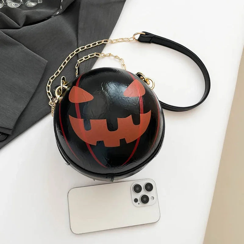 Thick Chain Handbag Clutch Bag 2024 New Halloween Handbag Purse Ghost Festival Pumpkin Crossbody Bag Lady Mini Phone Bag