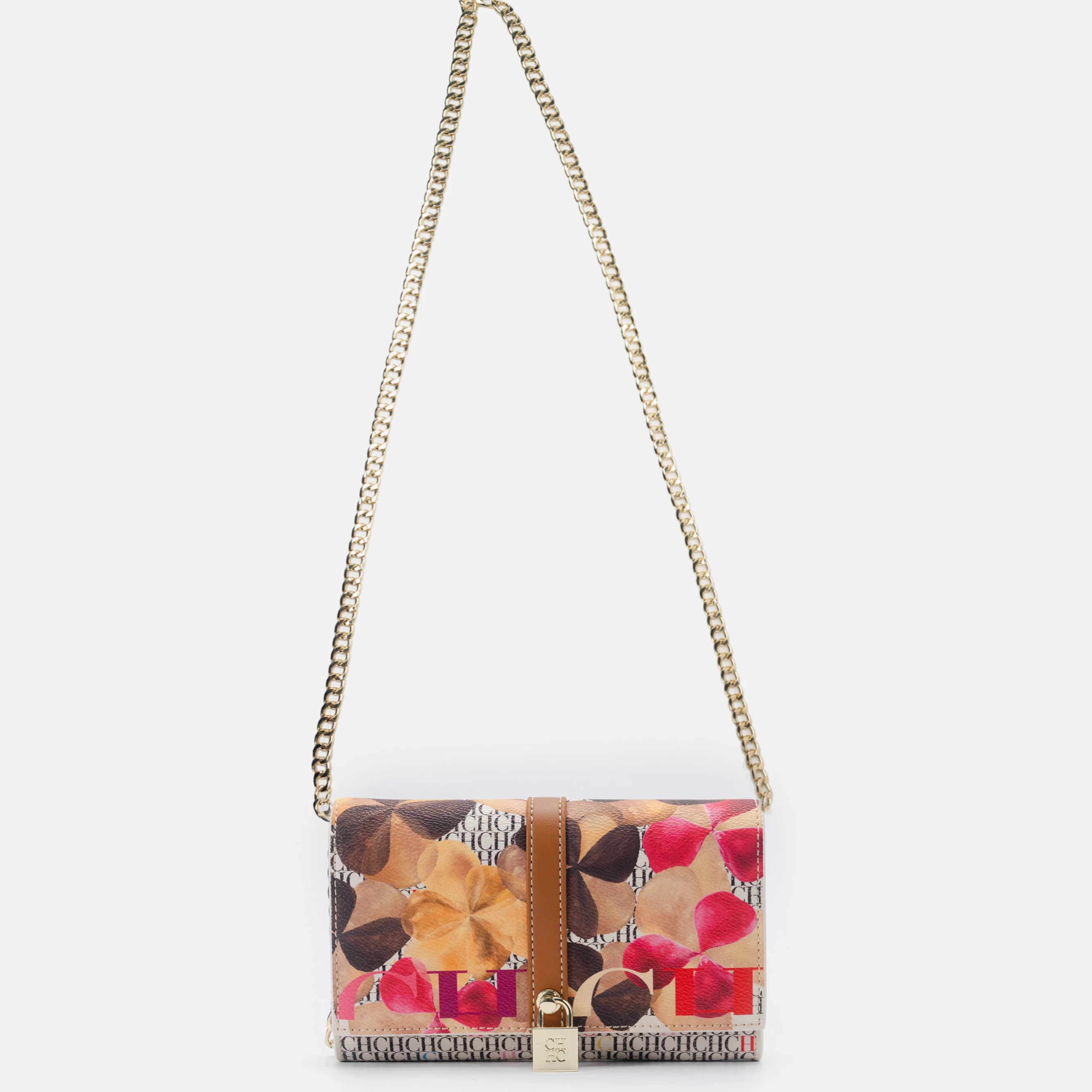 CH Wallet Bag with Floral Letters Printed Lock Design High Quality PU Material Women's 2025 Designer Shoulder Bag